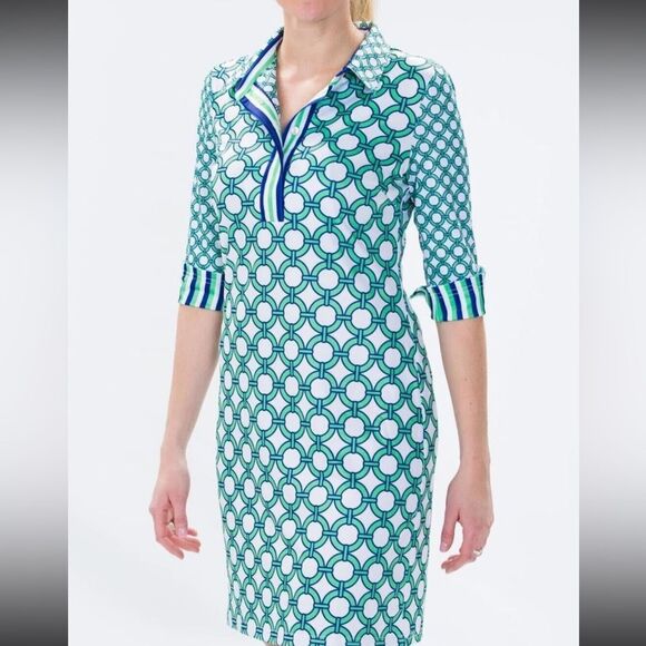 Gretchen Scott Everywhere Dress Size Small Green Blue Lifesaver Print - Picture 12 of 14